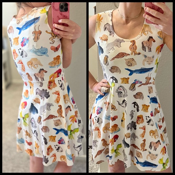 Animal-Print Dress, Sz Medium, Great condition, RowanArt Custom-Made - Picture 1 of 3